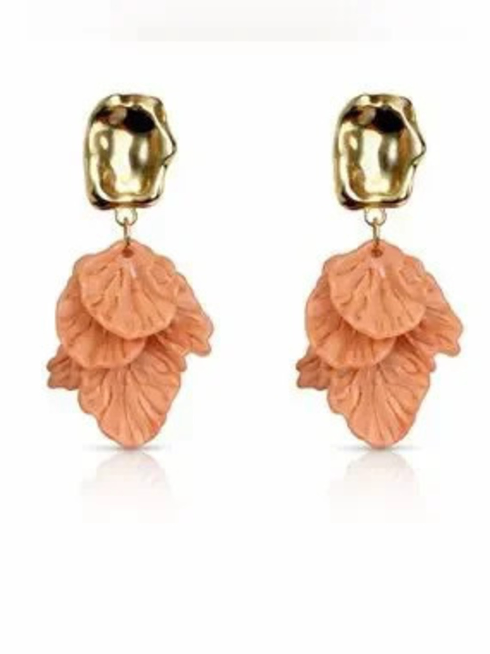Zara Gold-Tone & Peach Floral Drop Earrings